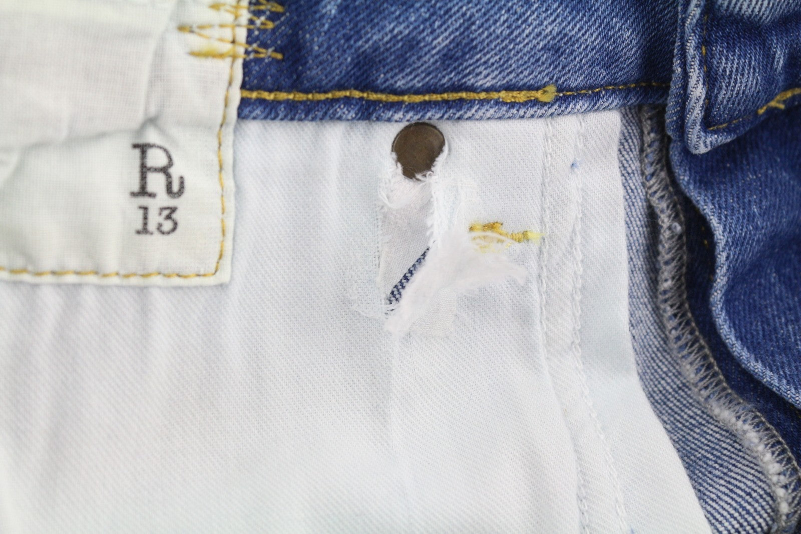 R13 Kick Women Jeans 29 Jasper Stretch Ankle Length Washed Faded Blue RRP€695