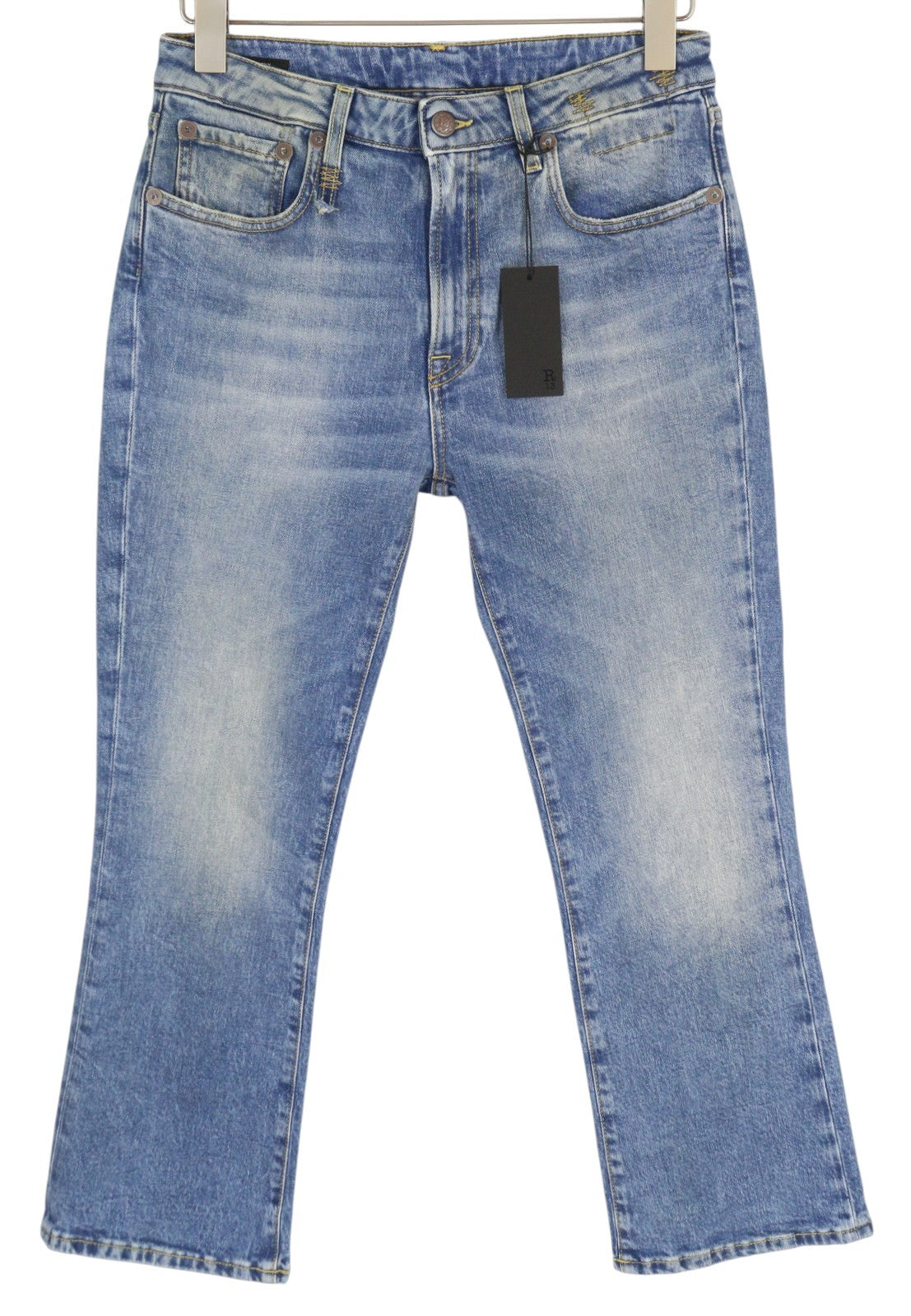 R13 Kick Women Jeans 29 Jasper Stretch Ankle Length Washed Faded Blue RRP€695