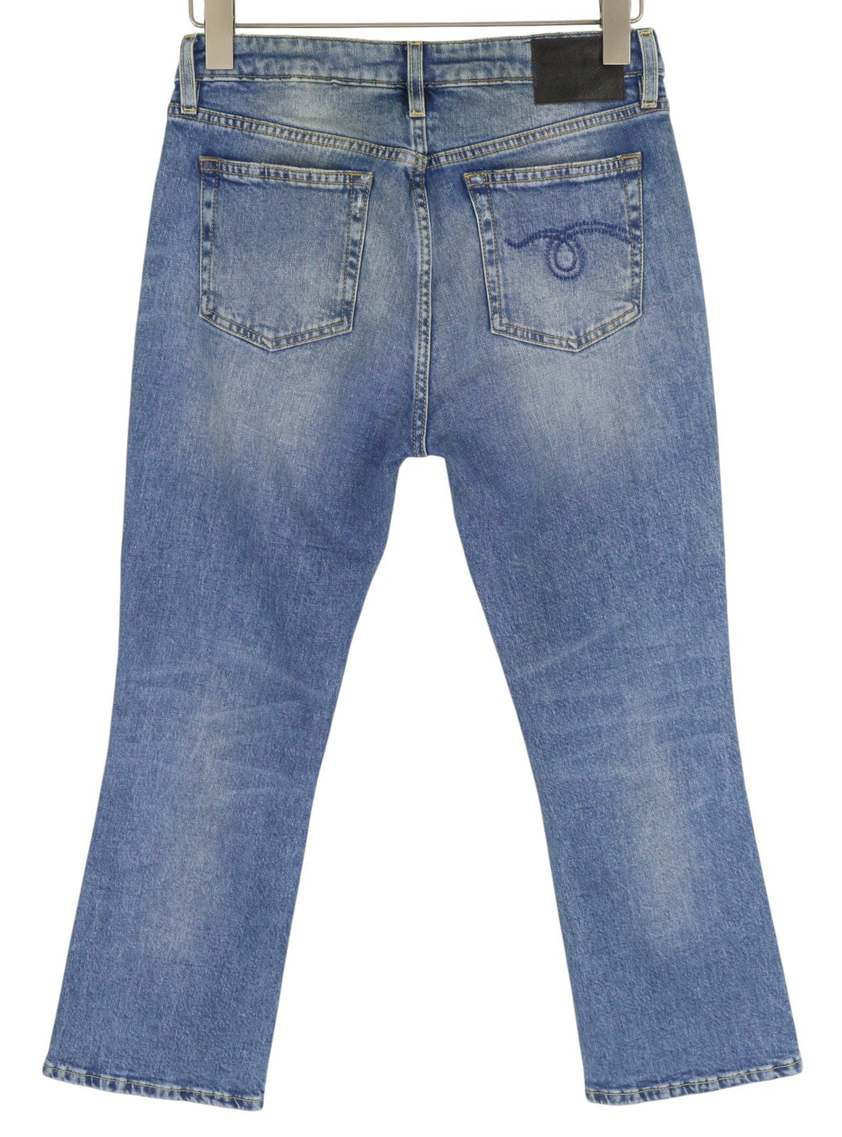 R13 Kick Women Jeans 29 Jasper Stretch Ankle Length Washed Faded Blue RRP€695