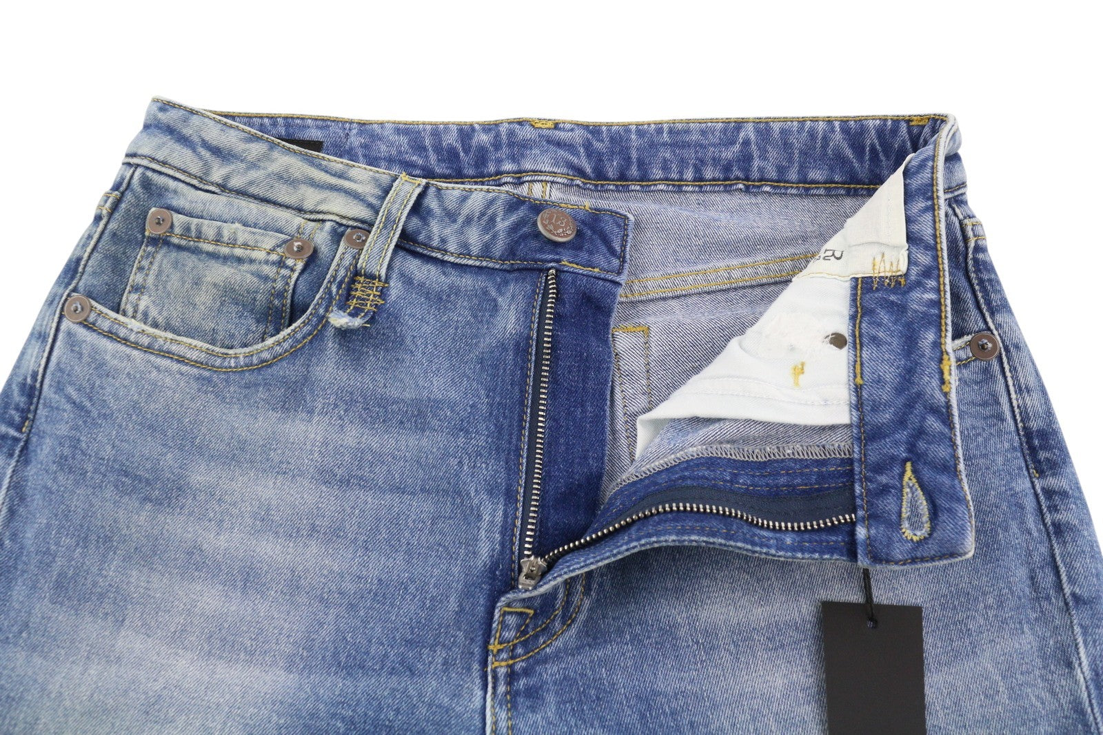 R13 Kick Women Jeans 29 Jasper Stretch Ankle Length Washed Faded Blue RRP€695