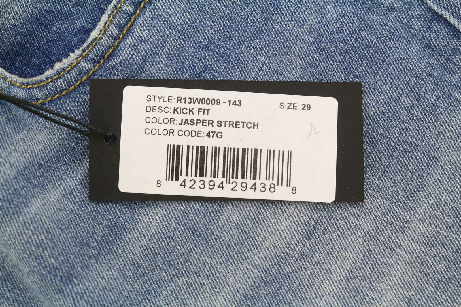 R13 Kick Women Jeans 29 Jasper Stretch Ankle Length Washed Faded Blue RRP€695