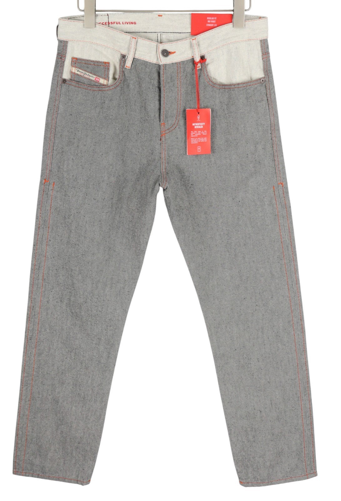 DIESEL 2020 D-Viker-SP4 Men Jeans W31/L32 Black Blue Regular Straight Leg Button