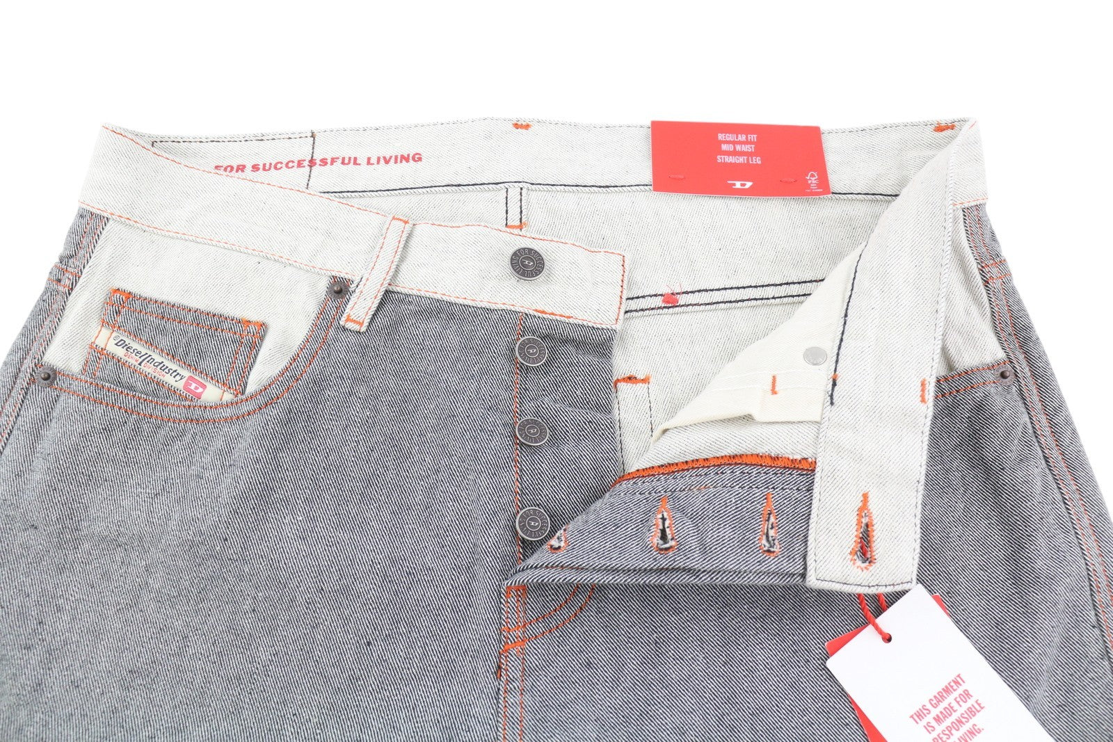 DIESEL 2020 D-Viker-SP4 Men Jeans W31/L32 Black Blue Regular Straight Leg Button