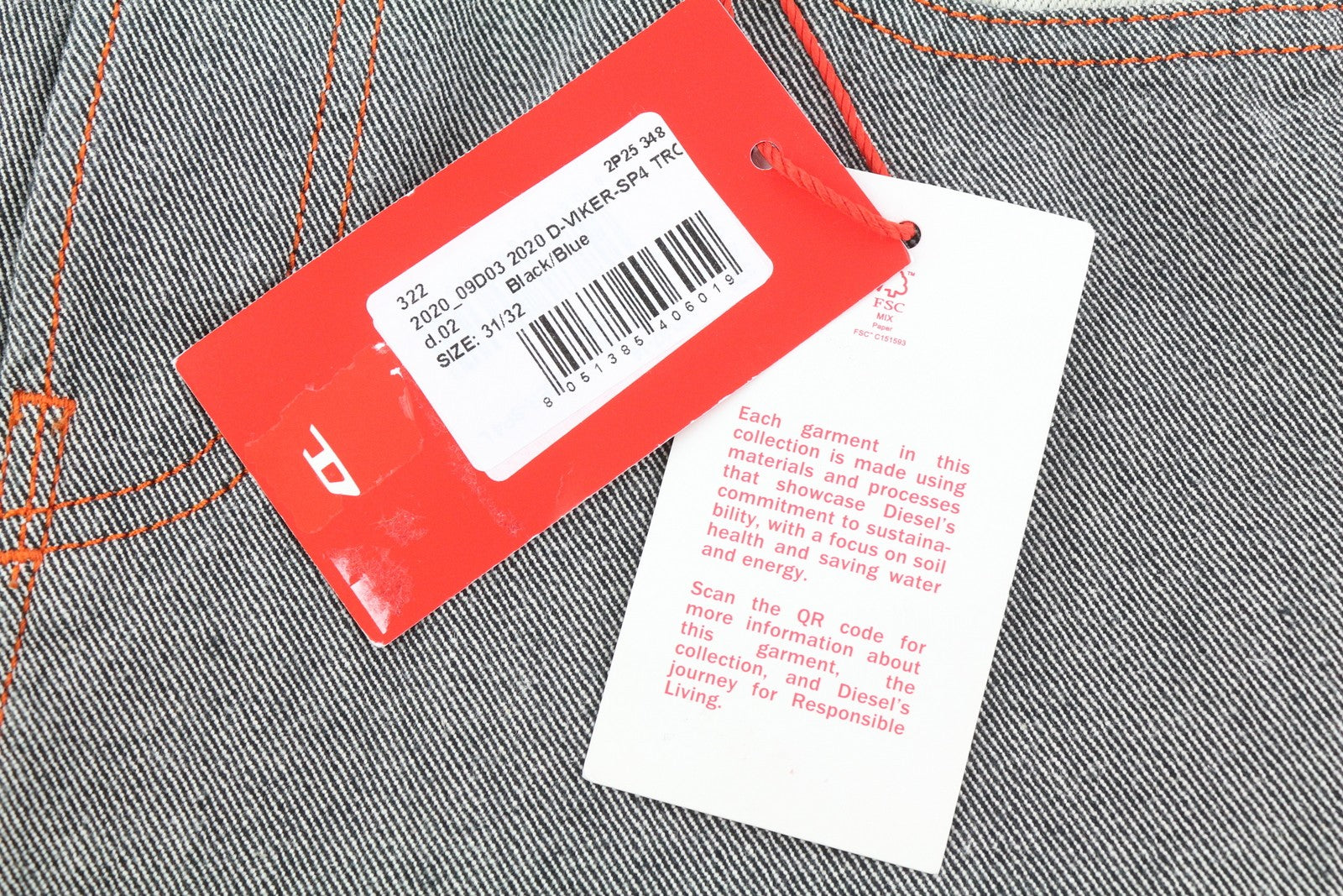 DIESEL 2020 D-Viker-SP4 Men Jeans W31/L32 Black Blue Regular Straight Leg Button