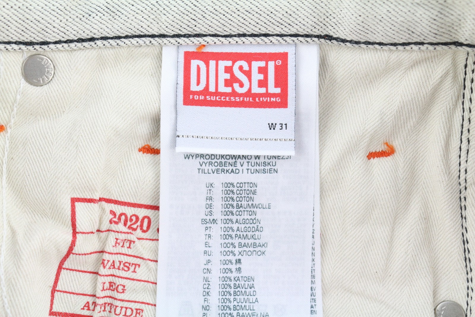 DIESEL 2020 D-Viker-SP4 Men Jeans W31/L32 Black Blue Regular Straight Leg Button