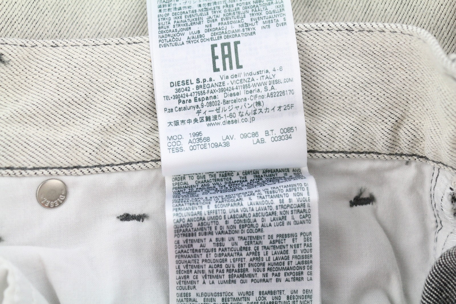 DIESEL 1995 09C86 Men Jeans W31/L32 Grey Faded Slim Straight Leg Button RRP€195