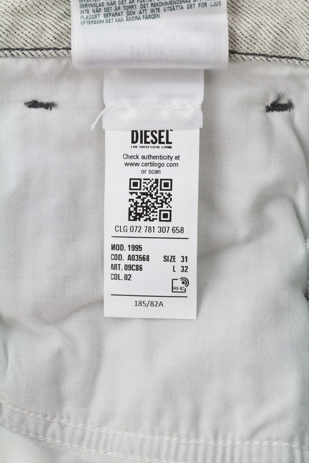 DIESEL 1995 09C86 Men Jeans W31/L32 Grey Faded Slim Straight Leg Button RRP€195