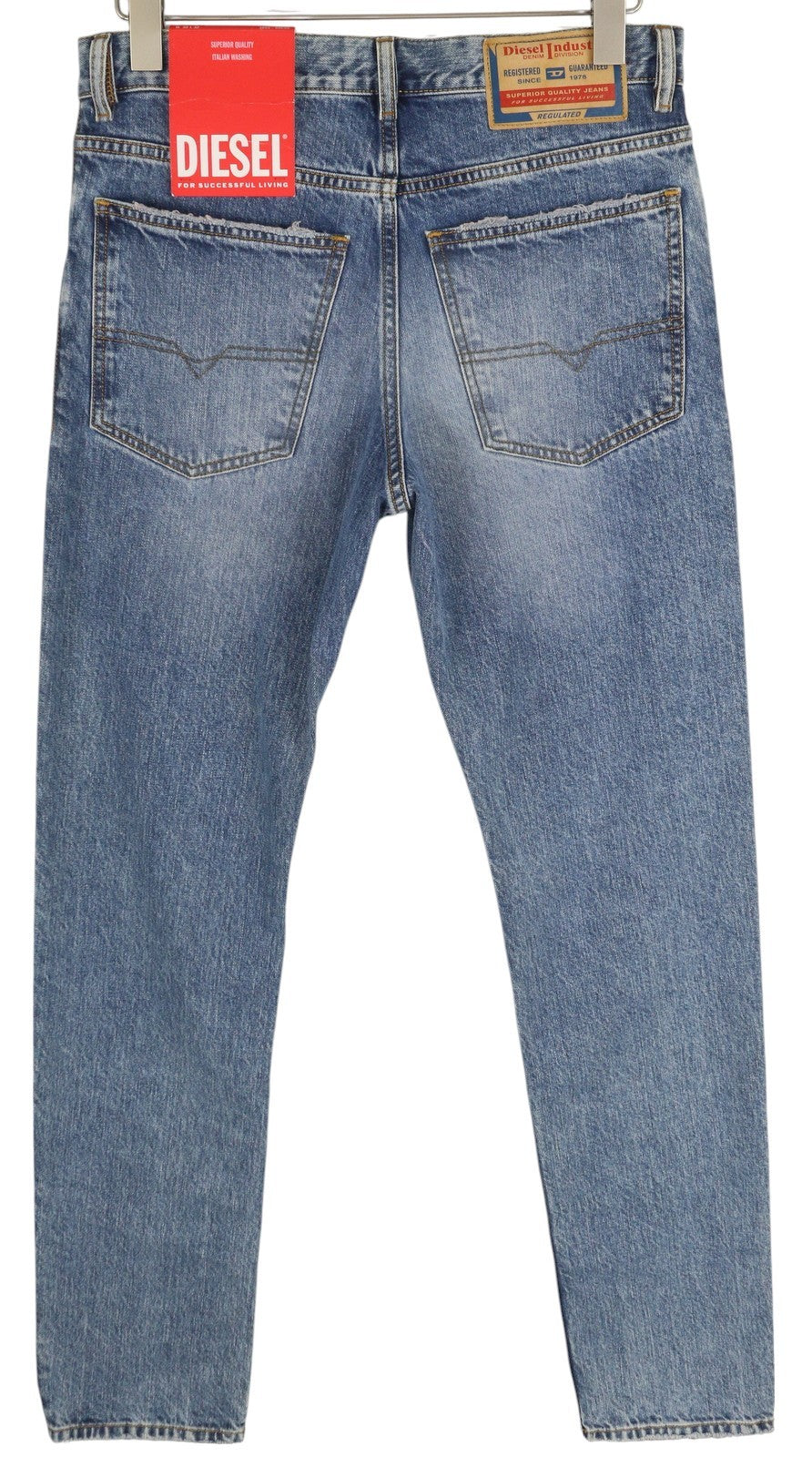 DIESEL 1995 09C66 Men Jeans W30/L32 Blue Faded Slim Fit Straight Leg Mid Waist