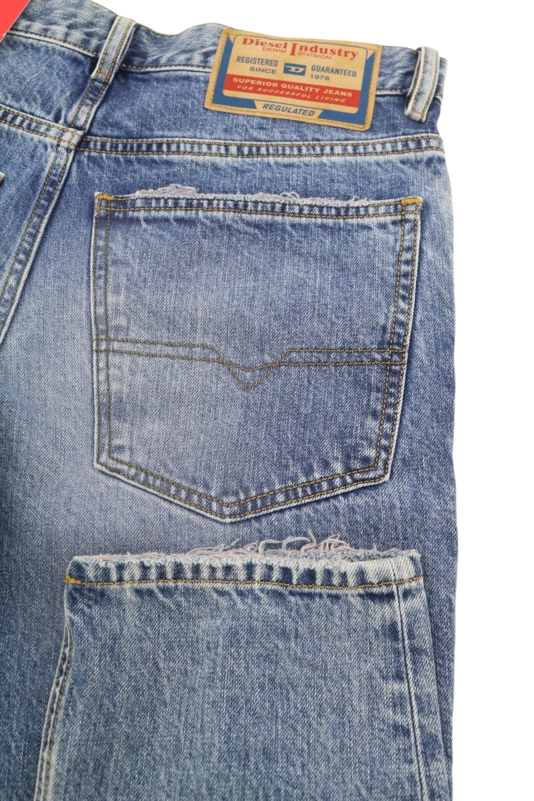 DIESEL 1995 09C66 Men Jeans W30/L32 Blue Faded Slim Fit Straight Leg Mid Waist