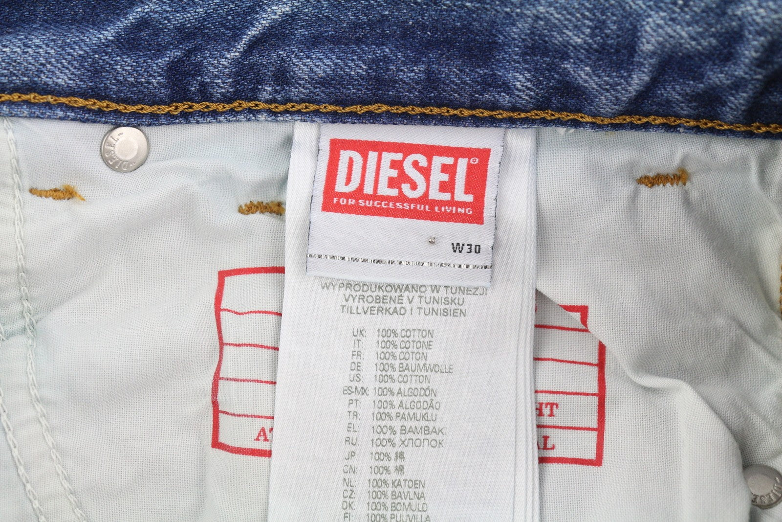 DIESEL 1995 09C66 Men Jeans W30/L32 Blue Faded Slim Fit Straight Leg Mid Waist