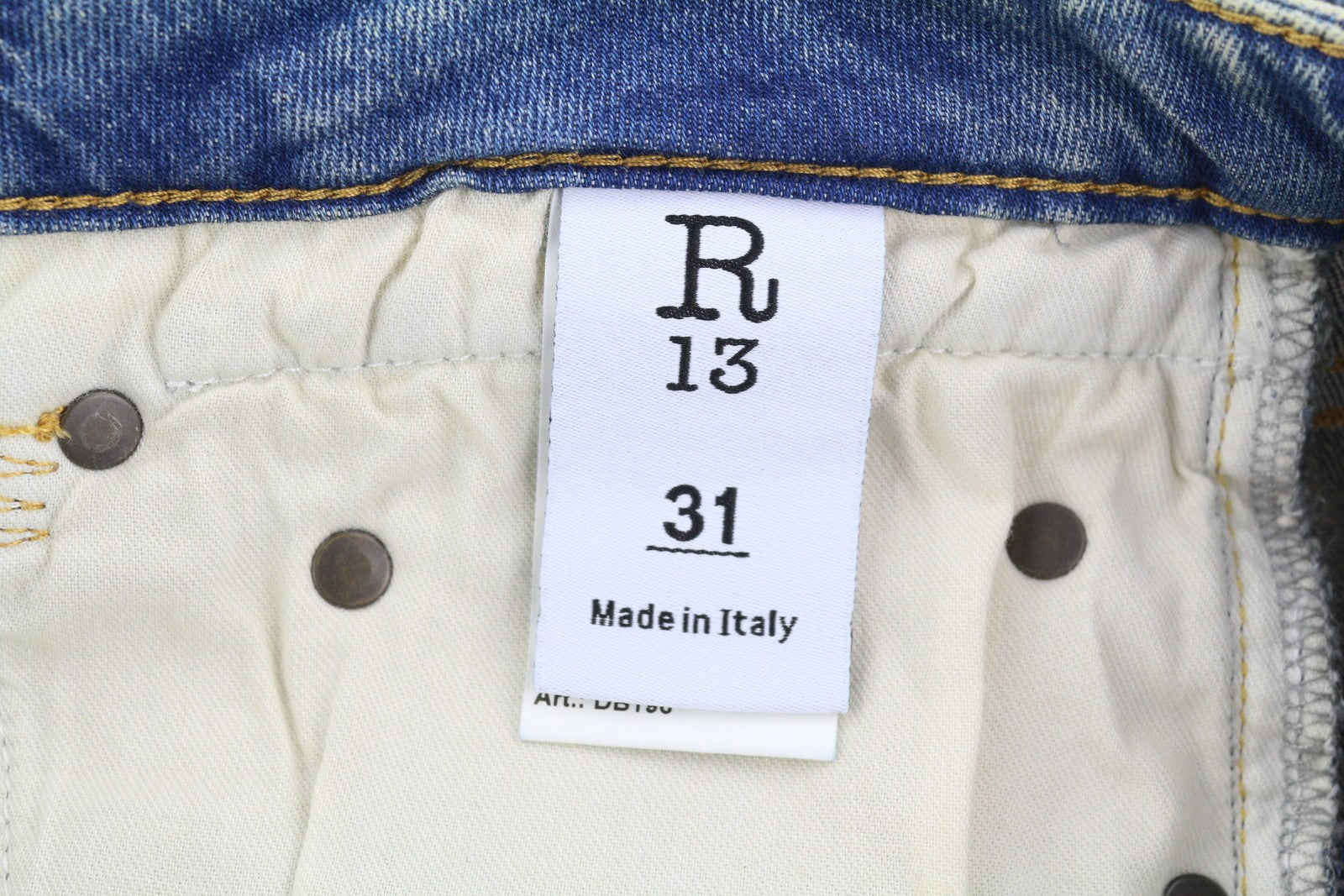 R13 Boy Straight Women Jeans 31 Kelly Stretch Ankle Washed Faded Blue RRP€645