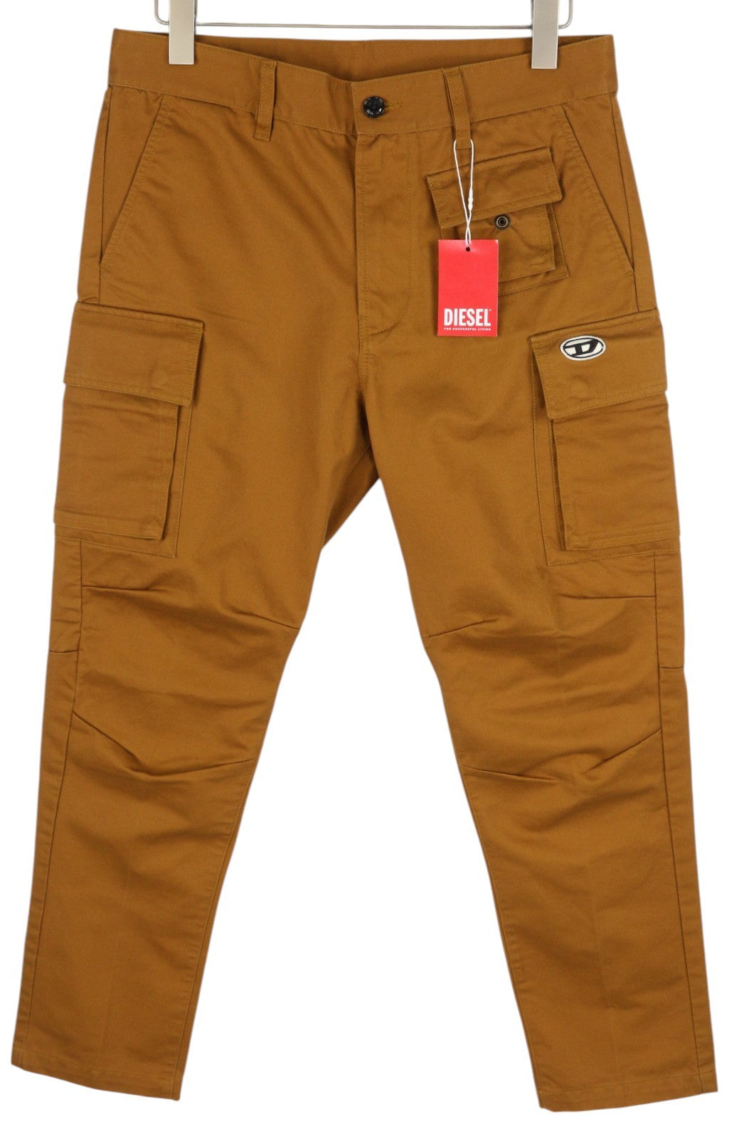 DIESEL P-Cor-CL Men Trousers W31 Brown Tapered Fit Zip Fly Logo Cargo RRP$265