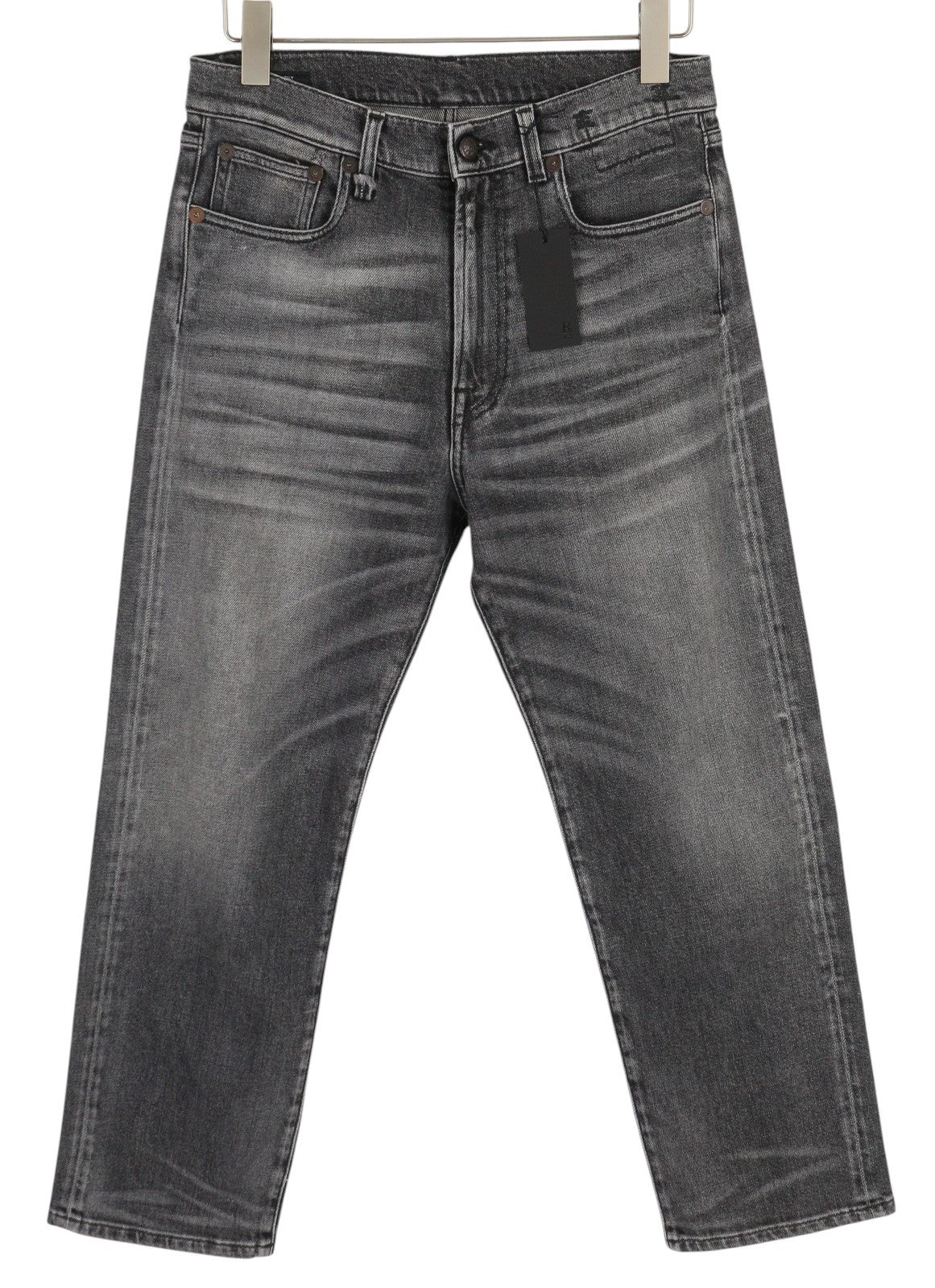 R13 Boyfriend Women Jeans 27 Vintage Grey Washed Faded Denim Zip Ankle Length