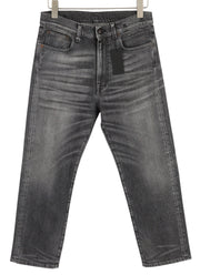 R13 Boyfriend Women Jeans 27 Vintage Grey Washed Faded Denim Zip Ankle Length