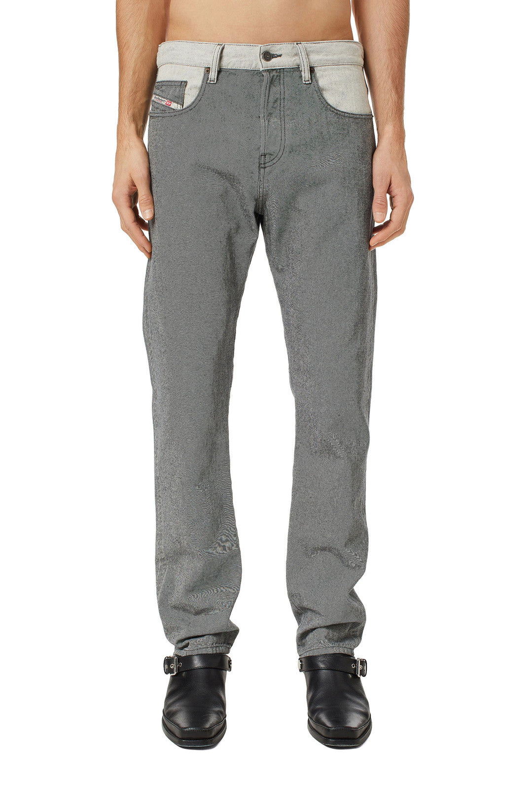 DIESEL 2020 D-Viker-SP4 Men Jeans W31/L34 Black Blue Regular Straight Leg Button