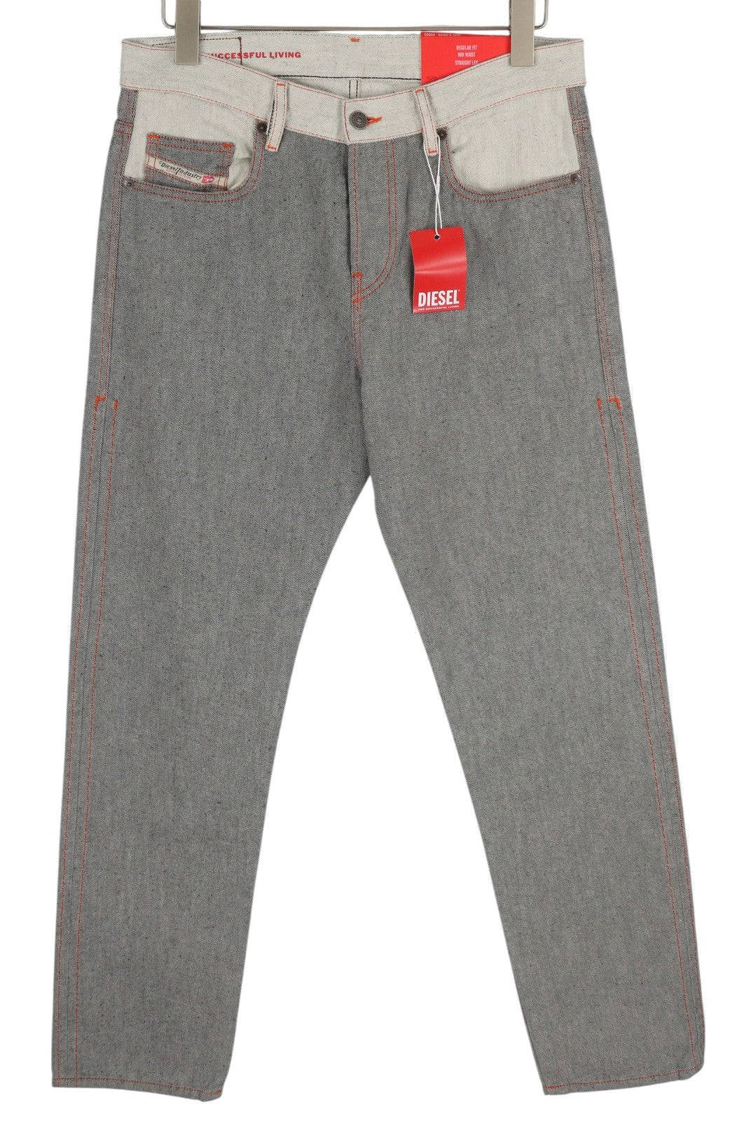 DIESEL 2020 D-Viker-SP4 Men Jeans W31/L34 Black Blue Regular Straight Leg Button