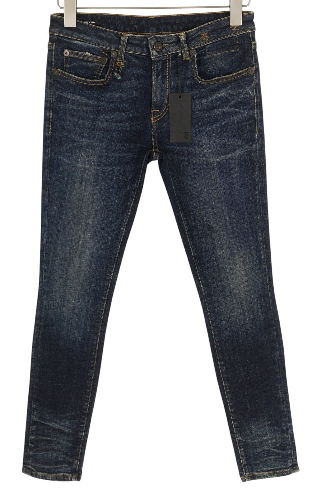 R13 Kate Women Jeans 27 Skinny Fit Ankle Length Zip Fly Faded Washed Dark Blue