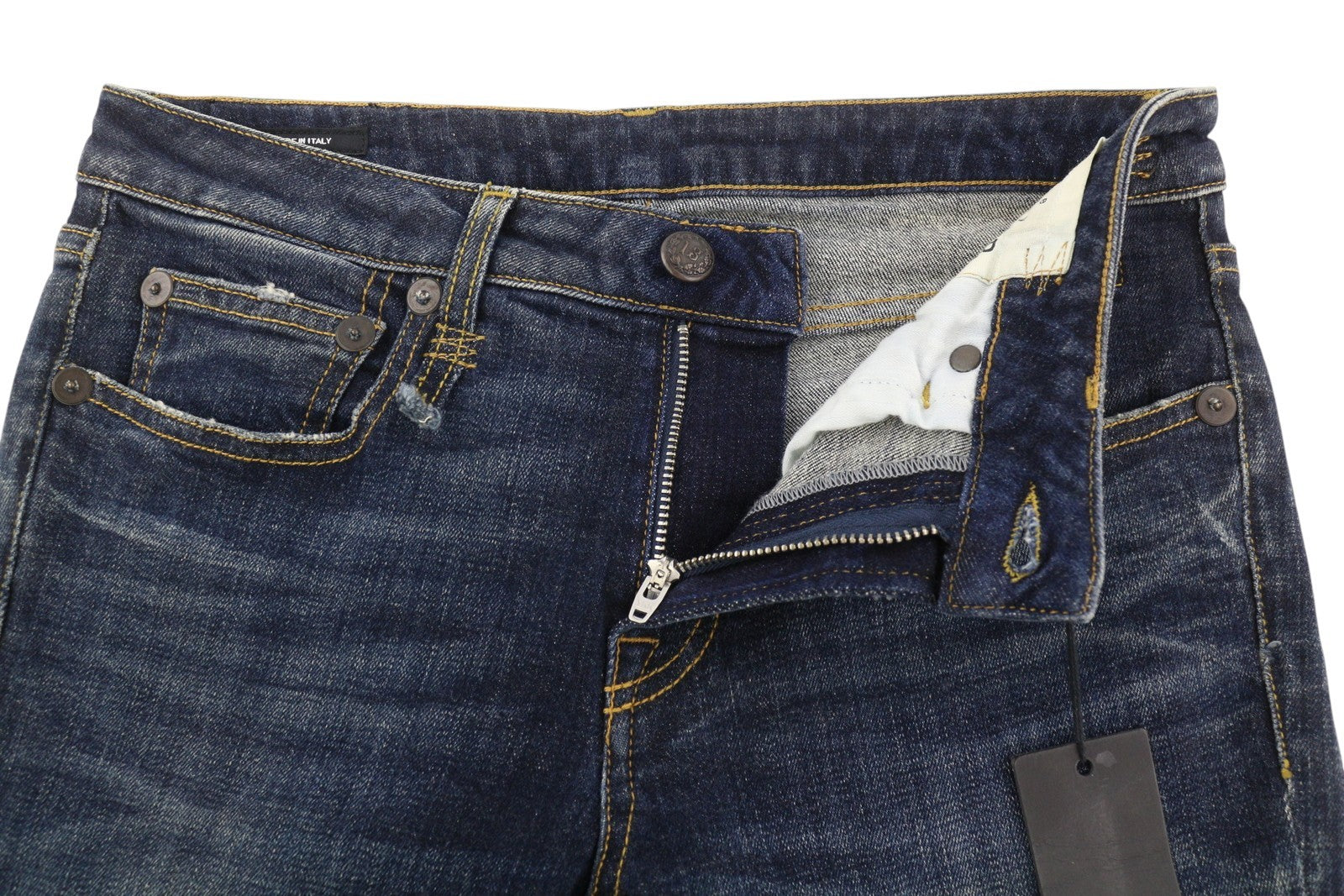 R13 Kate Women Jeans 27 Skinny Fit Ankle Length Zip Fly Faded Washed Dark Blue