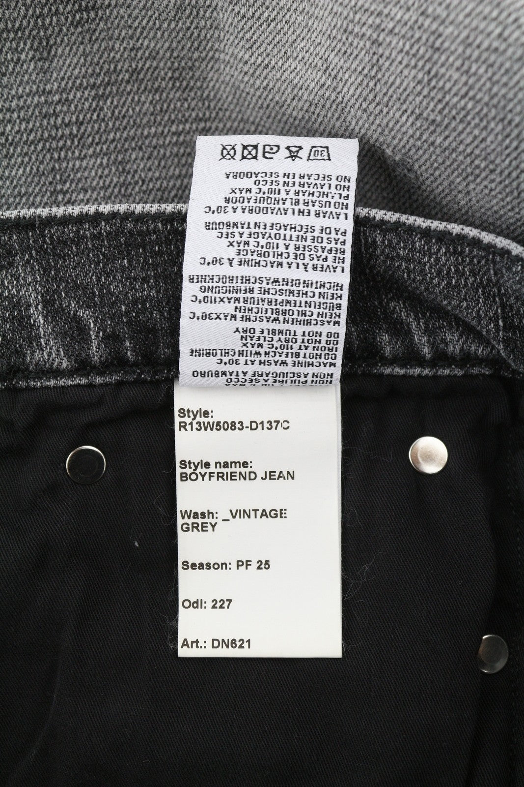 R13 Boyfriend Women Jeans 29 Vintage Grey Ripped Distress Washed Faded RRP€595