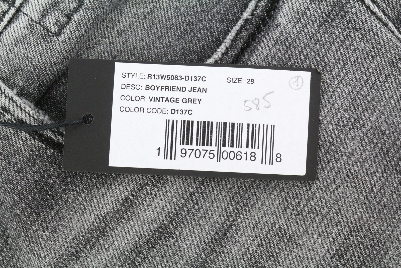 R13 Boyfriend Women Jeans 29 Vintage Grey Ripped Distress Washed Faded RRP€595