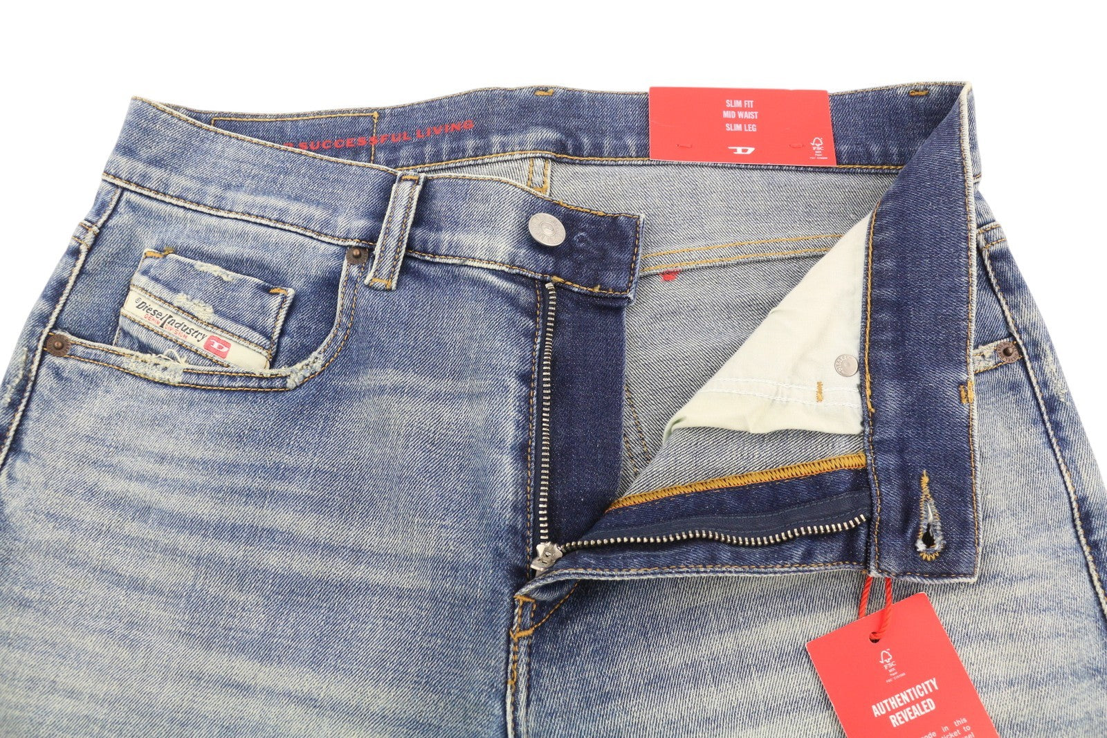 DIESEL 2019 D-Strukt 09C87 Men Jeans W30/L34 Blue Distress Slim Fit RRP€189