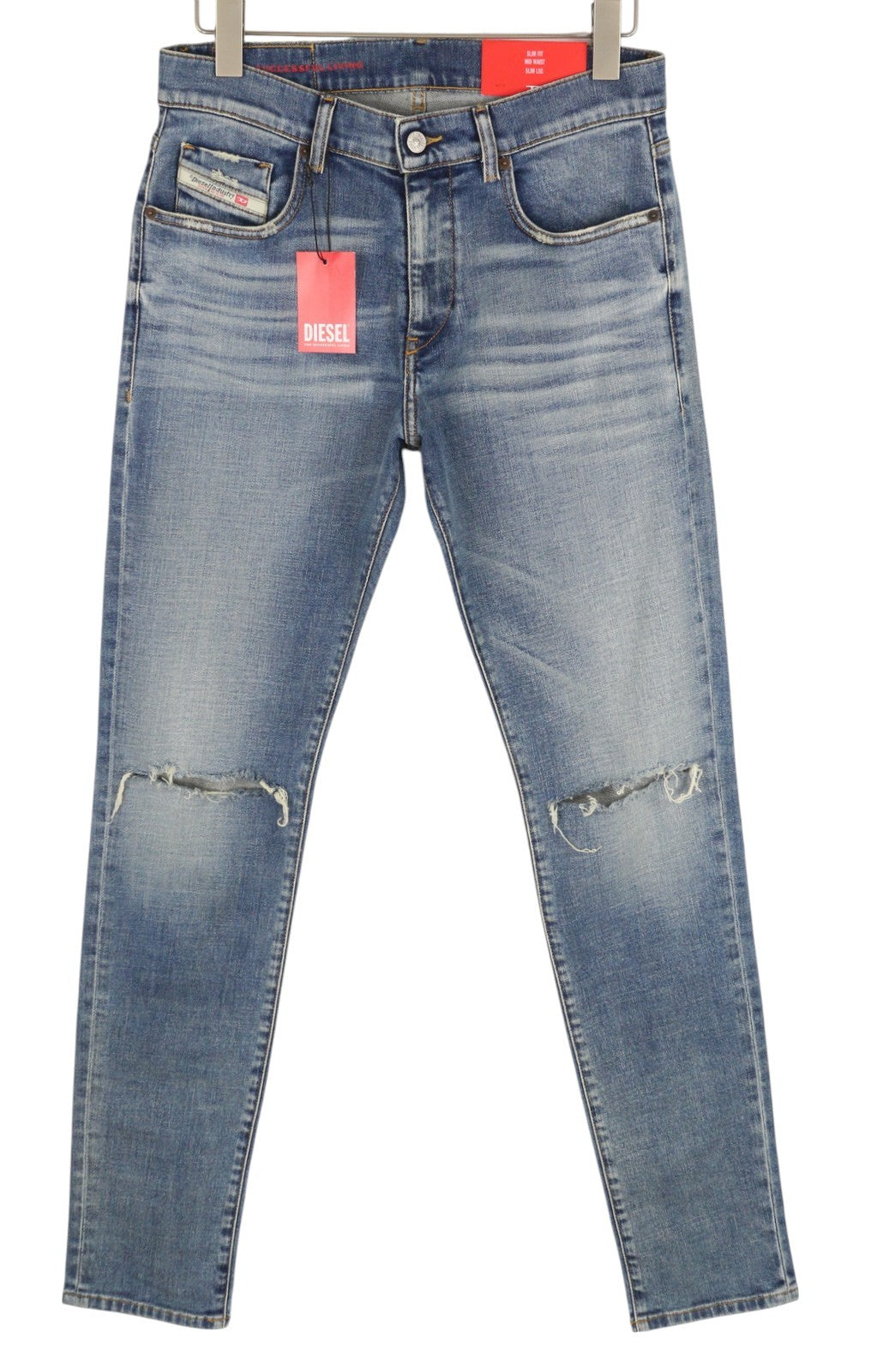 DIESEL 2019 D-Strukt 09C87 Men Jeans W31/L34 Blue Distress Slim Fit RRP€189