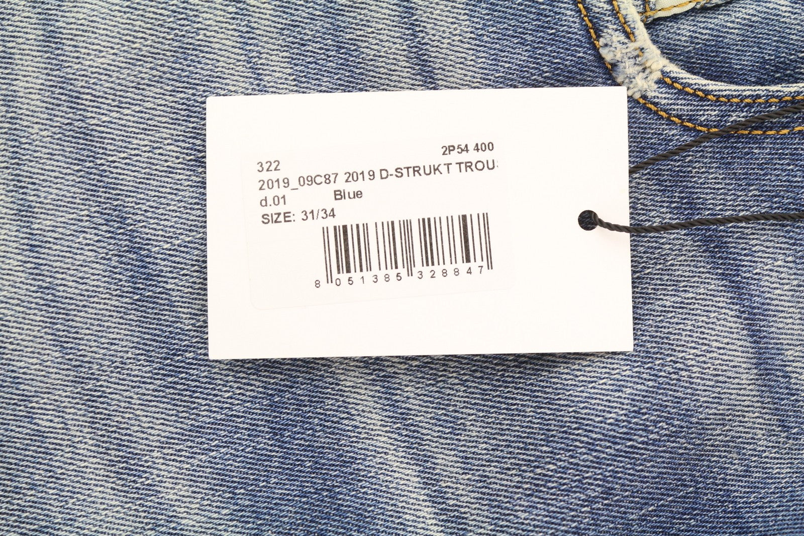 DIESEL 2019 D-Strukt 09C87 Men Jeans W31/L34 Blue Distress Slim Fit RRP€189