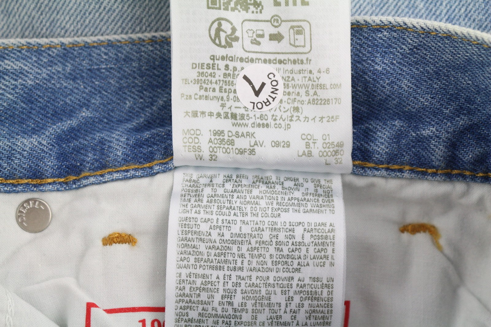 DIESEL 1995 D-Sark 09I29 Men Jeans W32/L32 Blue Slim Straight Mid Waist RRP$246