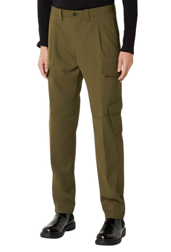 DIESEL P-Rhee-Nw Men Trousers W33 Green Wool Blend Pleated Zip Cargo RRP€283