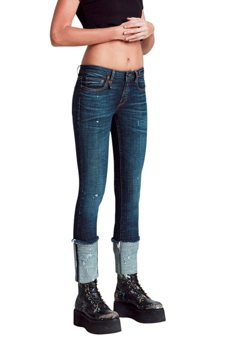 R13 Kate Women Jeans 27 Skinny Cuff Howell Indigo Low Rise Ankle Cropped RRP€440