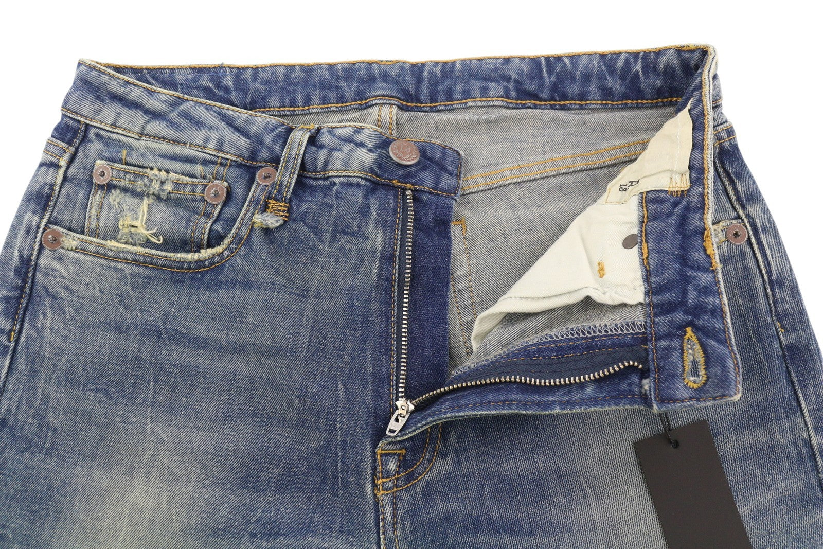 R13 Kick Women Jeans 29 Kelly Stretch Cropped Flared Fit Faded Blue RRP$805