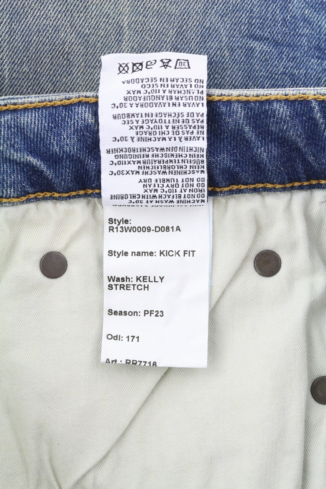 R13 Kick Women Jeans 29 Kelly Stretch Cropped Flared Fit Faded Blue RRP$805