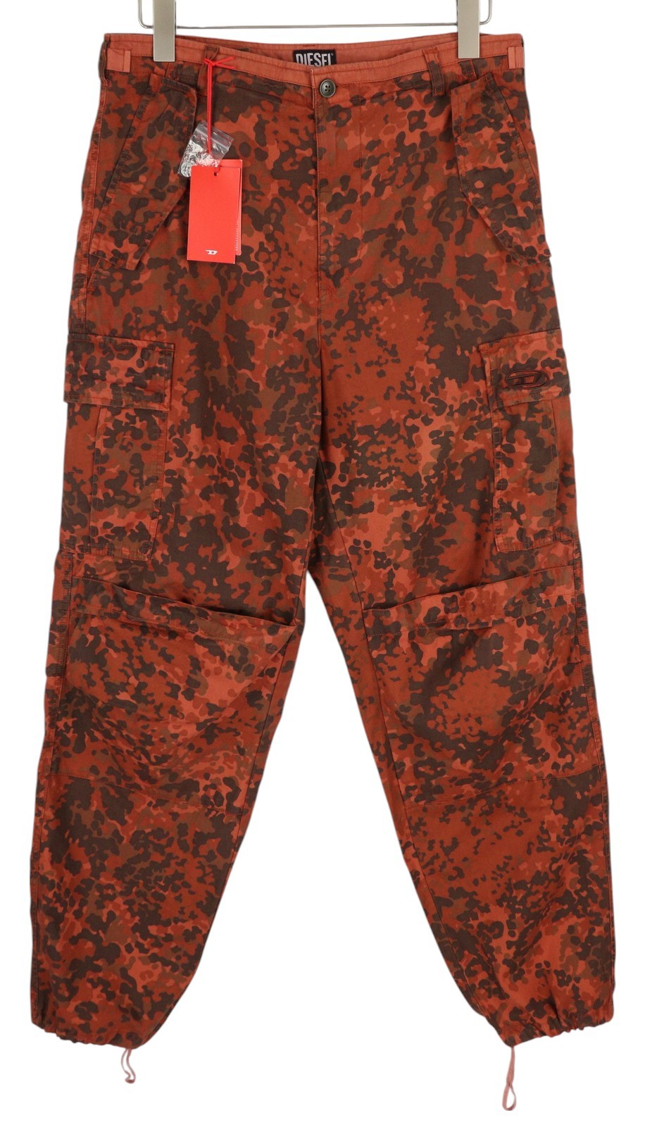 DIESEL P-Atlan-Pat Men Trousers W32 Orange Camouflage Cargo Multi-Pocket RRP€295