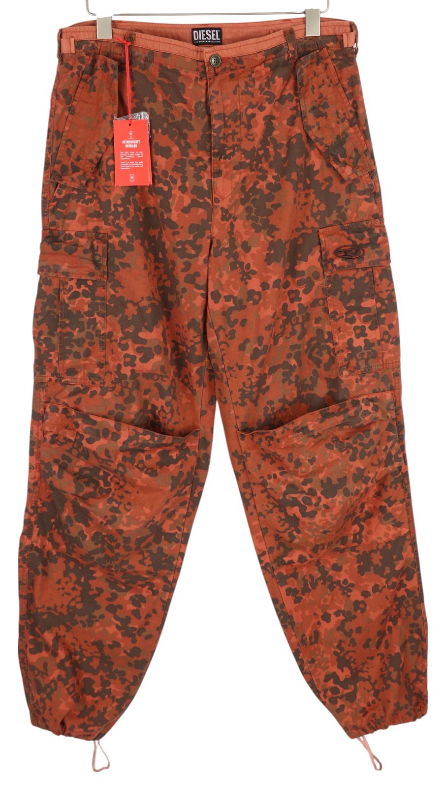 DIESEL P-Atlan-Pat Men Trousers W33 Orange Camouflage Cargo Multi-Pocket RRP€295