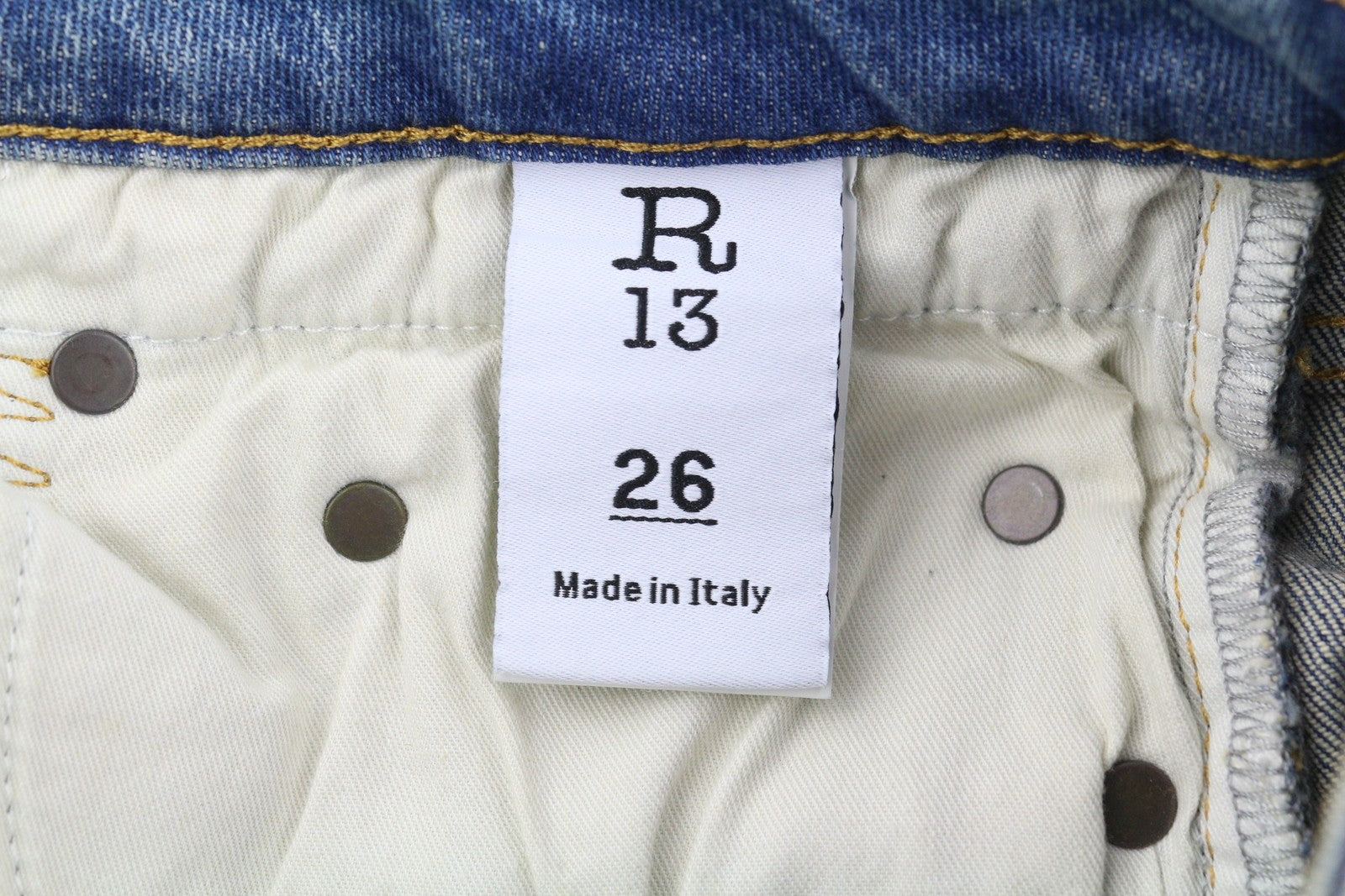 R13 Boy Straight Women Jeans 26 Kelly Stretch Ankle Washed Faded Blue RRP€645