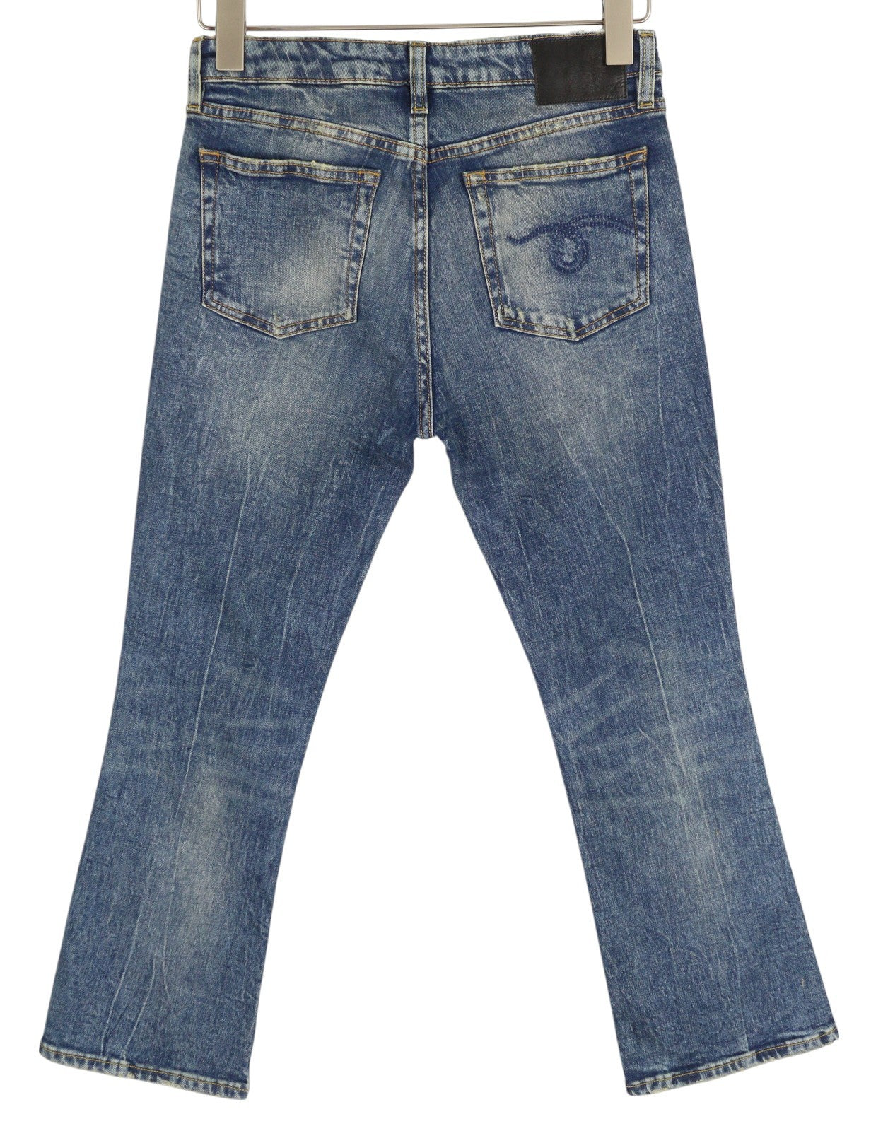 R13 Kick Women Jeans 26 Kelly Stretch Ankle Length Washed Faded Blue RRP€650