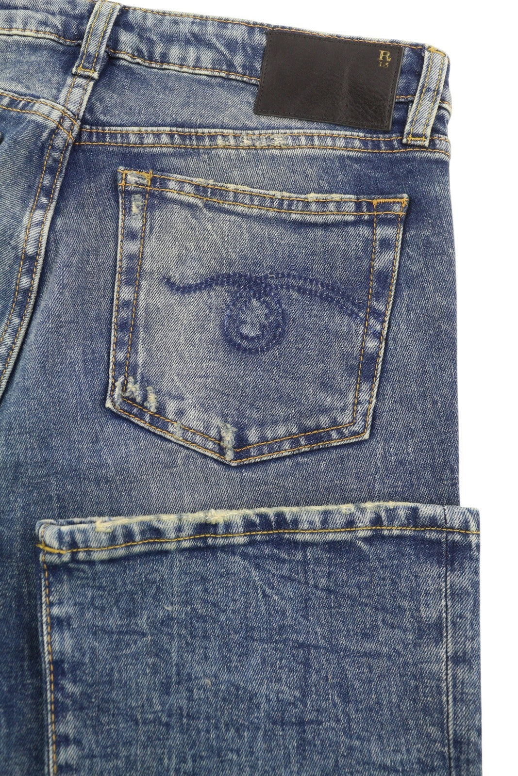 R13 Kick Women Jeans 26 Kelly Stretch Ankle Length Washed Faded Blue RRP€650