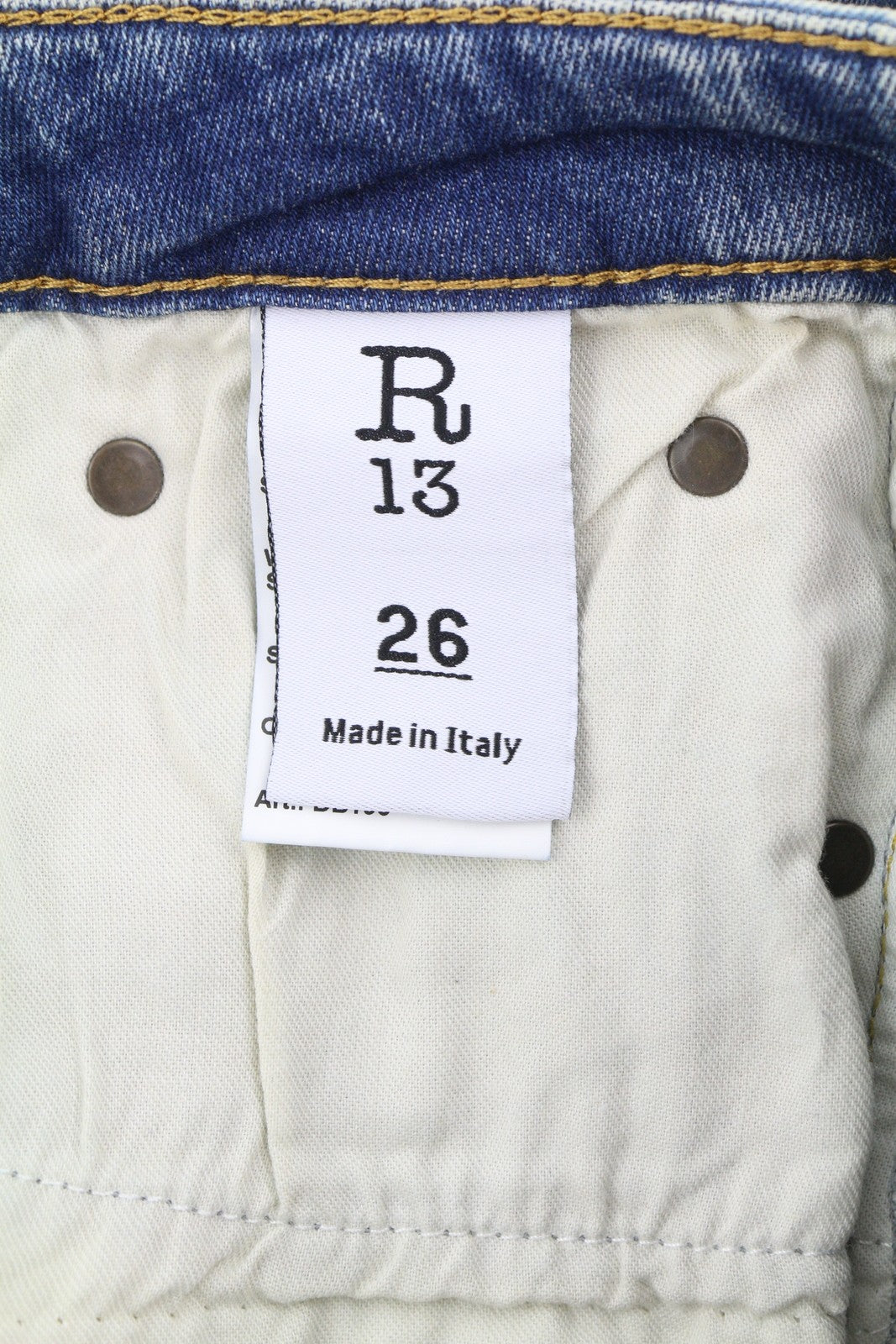 R13 Kick Women Jeans 26 Kelly Stretch Ankle Length Washed Faded Blue RRP€650