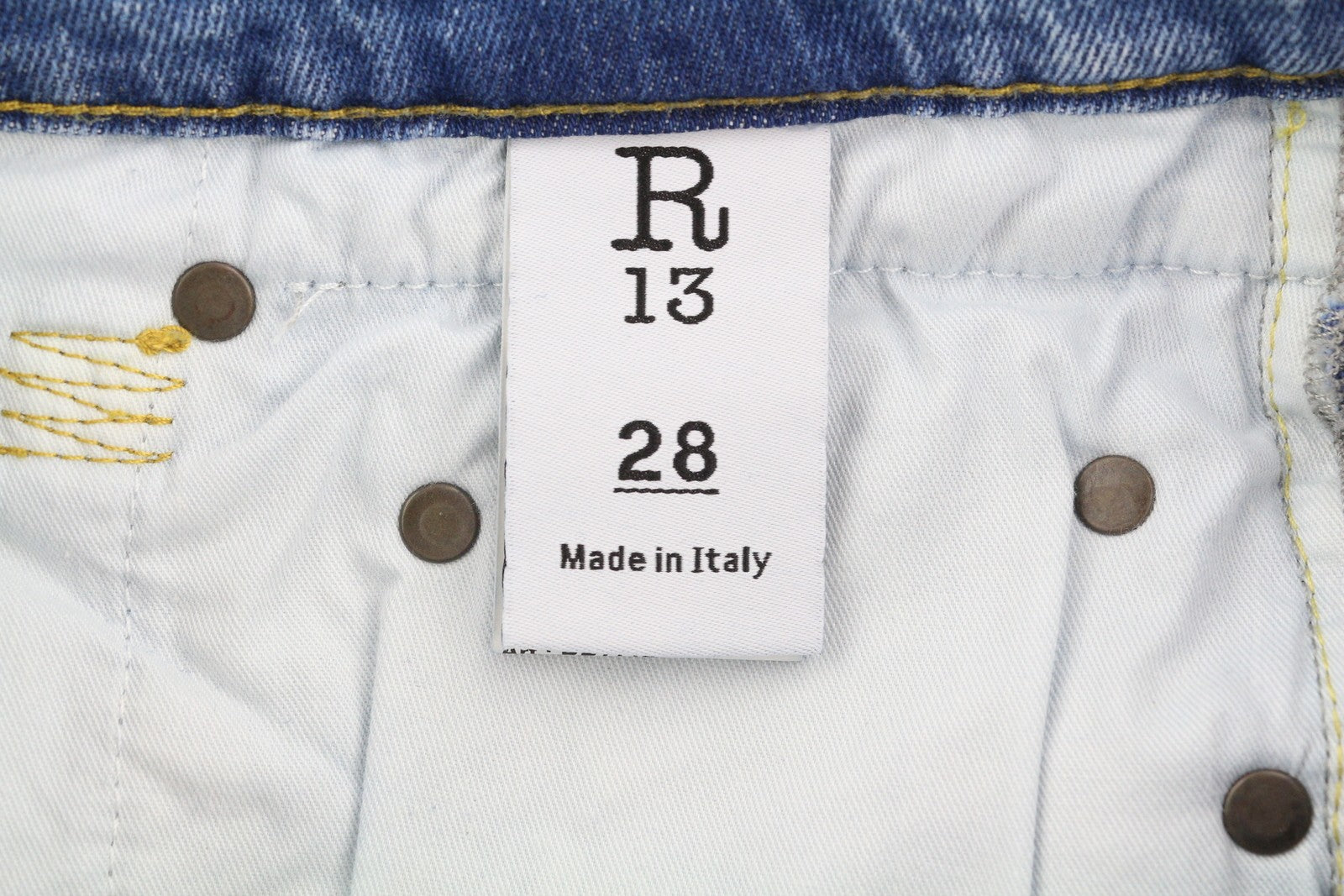 R13 Boy Skinny Women Jeans 28 Jasper Stretch Washed Faded Denim Blue Zip Fly