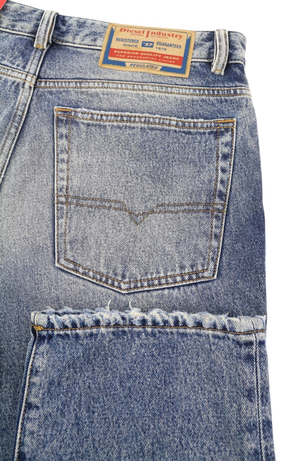 DIESEL 1955 09E10 Men Jeans W34/L34 Blue Regular Straight Fit Distress RRP$375