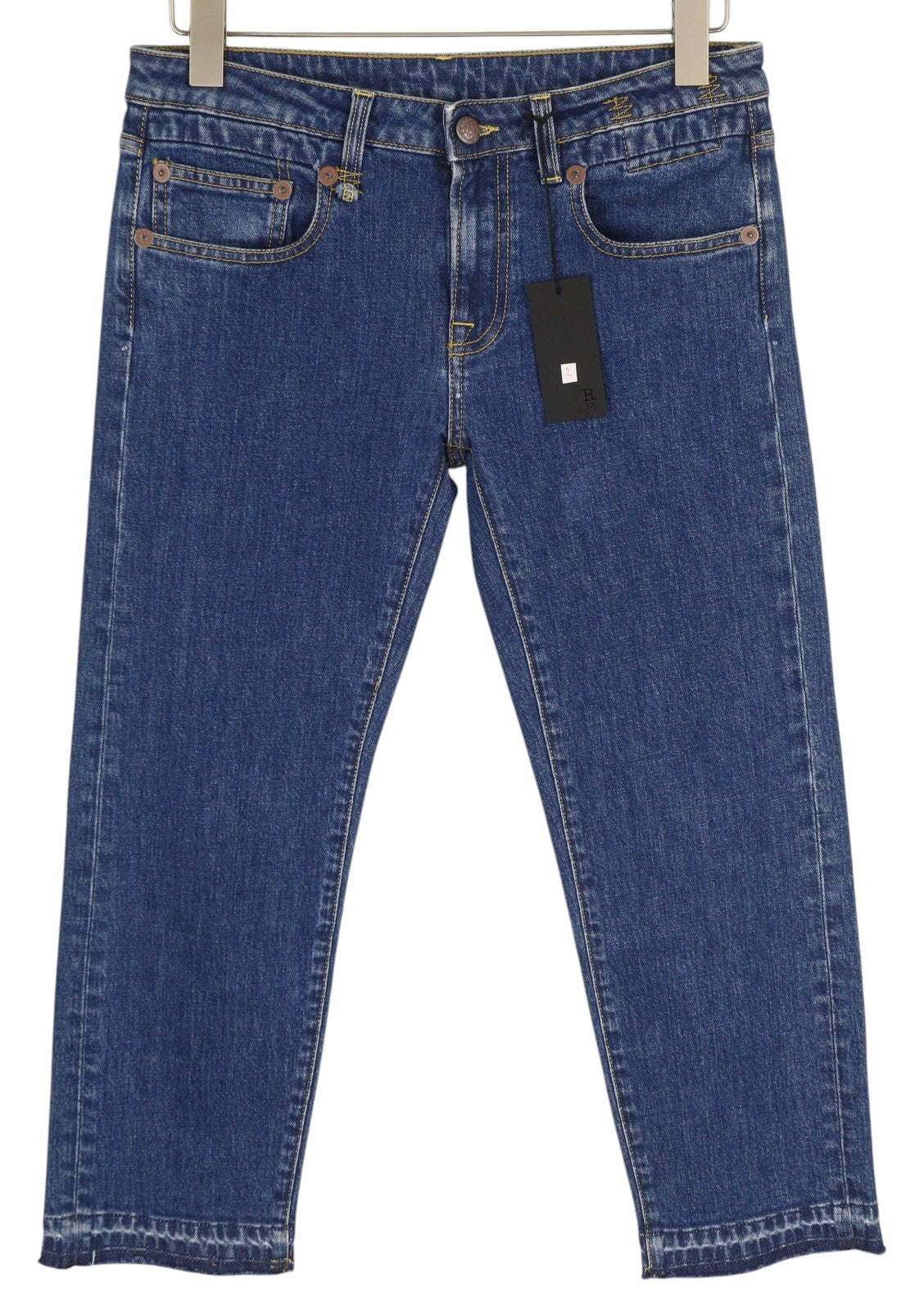 R13 Boy Women Jeans 27 Straight Carlton Stretch Ankle Length Blue Denim RRP€495