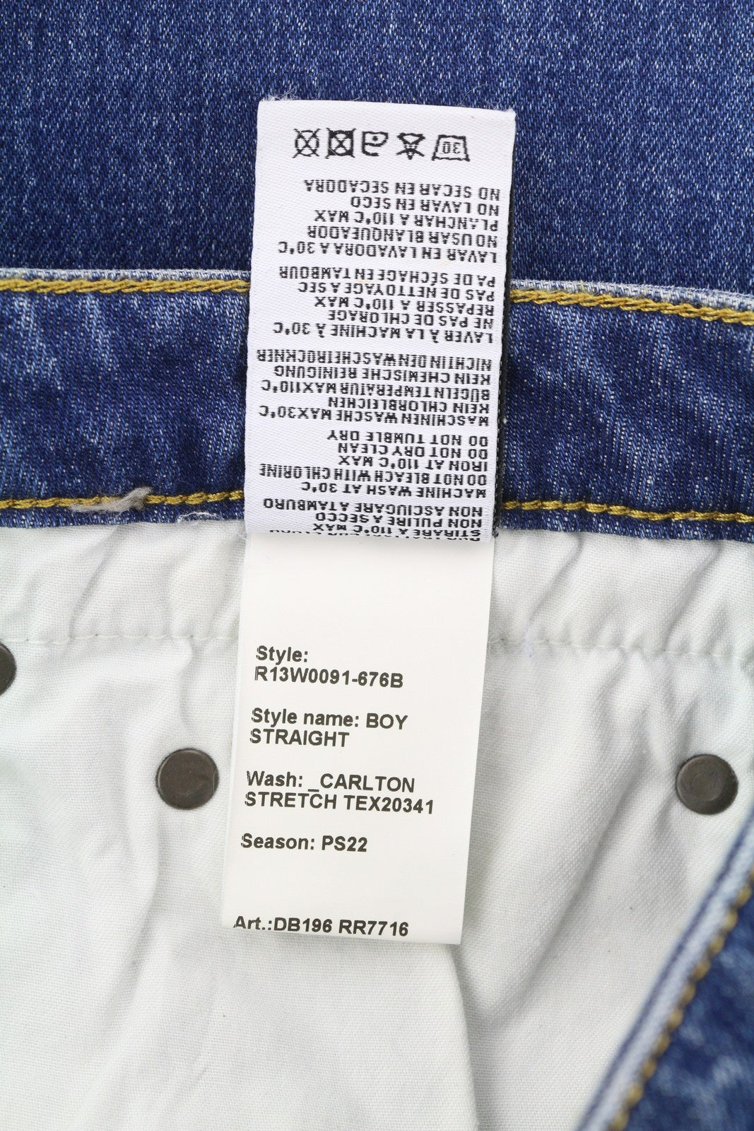 R13 Boy Women Jeans 27 Straight Carlton Stretch Ankle Length Blue Denim RRP€495