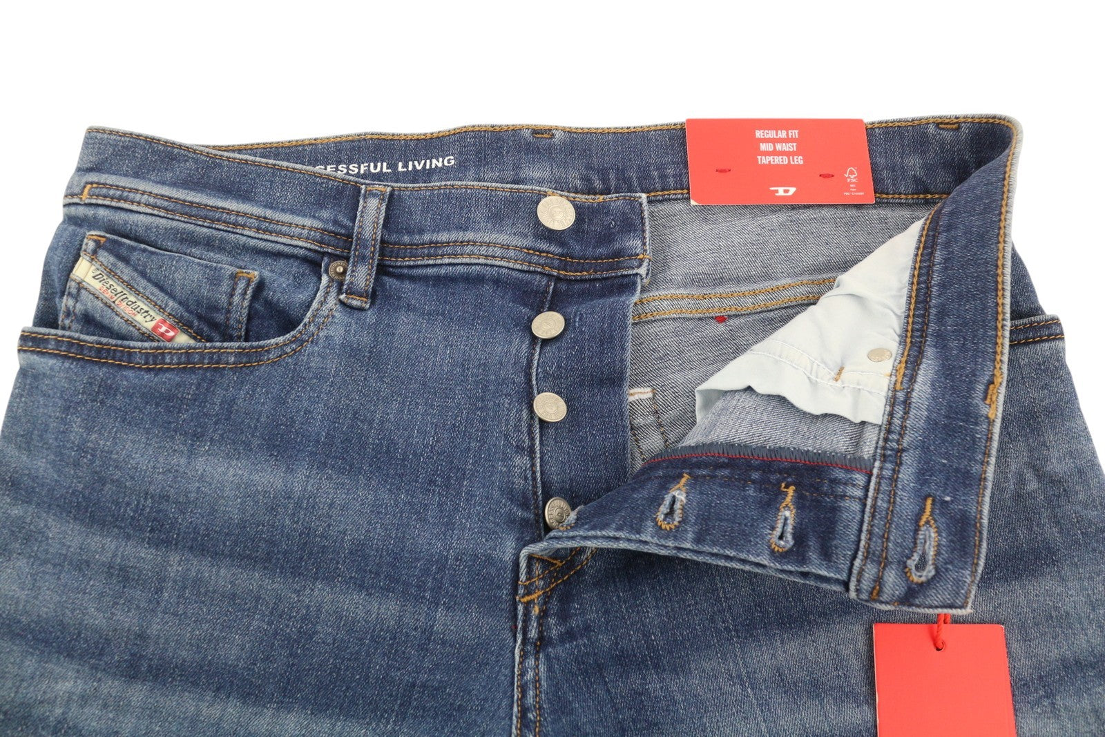 DIESEL 2023 D-Finitive 0GRDP Men Jeans W31/L32 Regular Tapered Leg Mid Waist