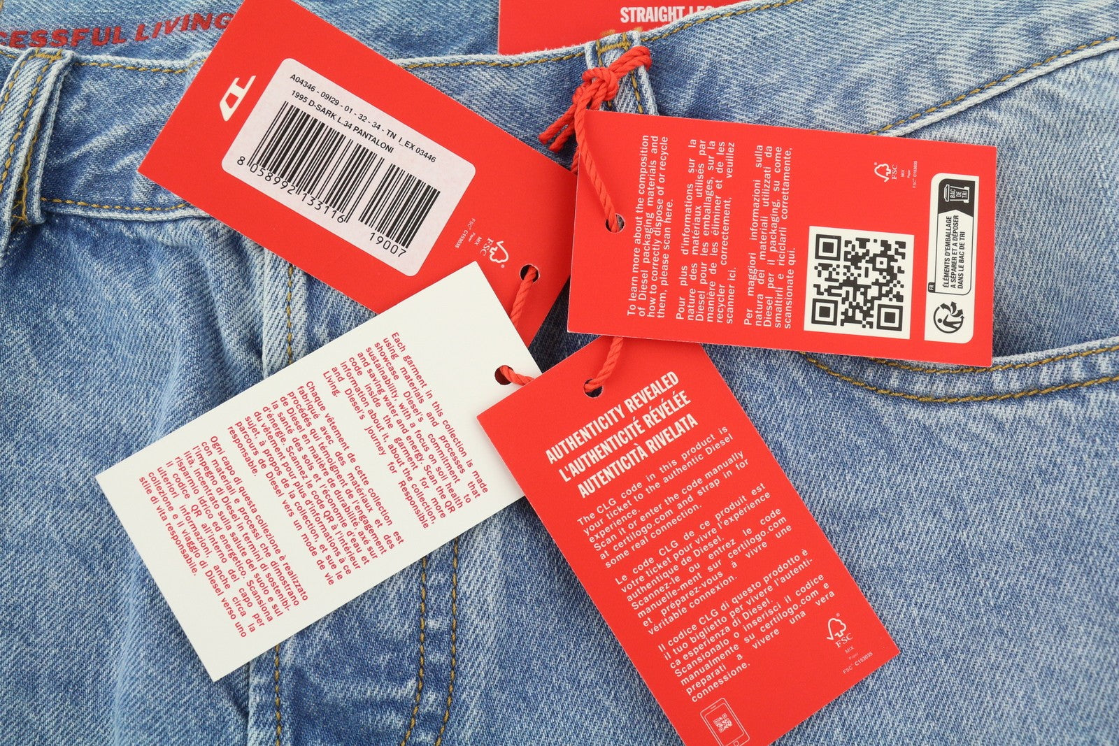 DIESEL 1995 D-Sark 09I29 Men Jeans W32/L34 Blue Slim Straight Mid Waist RRP$246