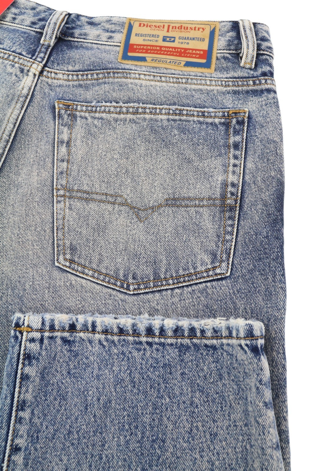 DIESEL 1955 09E10 Men Jeans W34/L32 Blue Regular Straight Fit Distress RRP$375