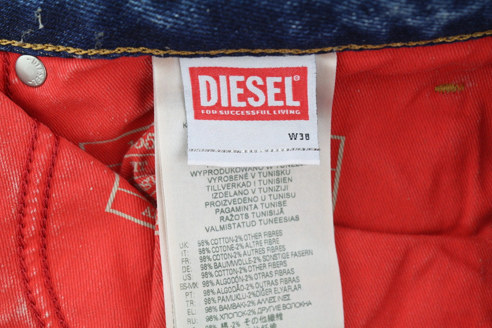 DIESEL 1955 09E10 Men Jeans W38/L30 Blue Regular Straight Fit Distress RRP$375