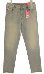 DIESEL 1955 09D87 Men Jeans W34/L34 Blue Aged Look Regular Straight High Waist