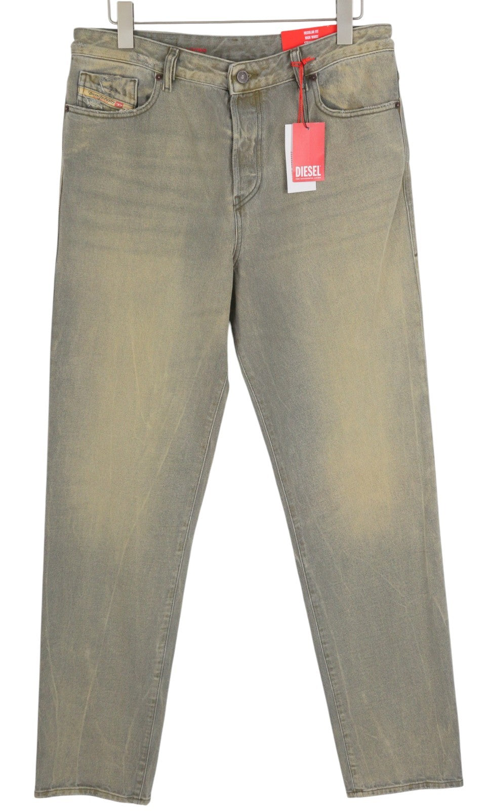 DIESEL 1955 09D87 Men Jeans W34/L34 Blue Aged Look Regular Straight High Waist