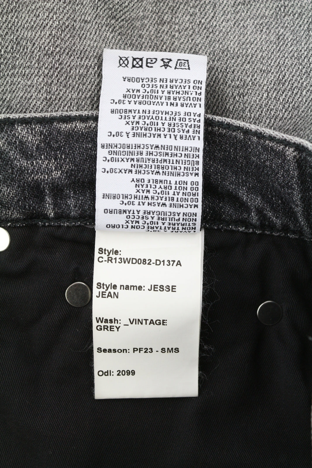 R13 Jesse Women Jeans 27 Vintage Grey Super Wide Leg Drop Crotch Faded RRP€725