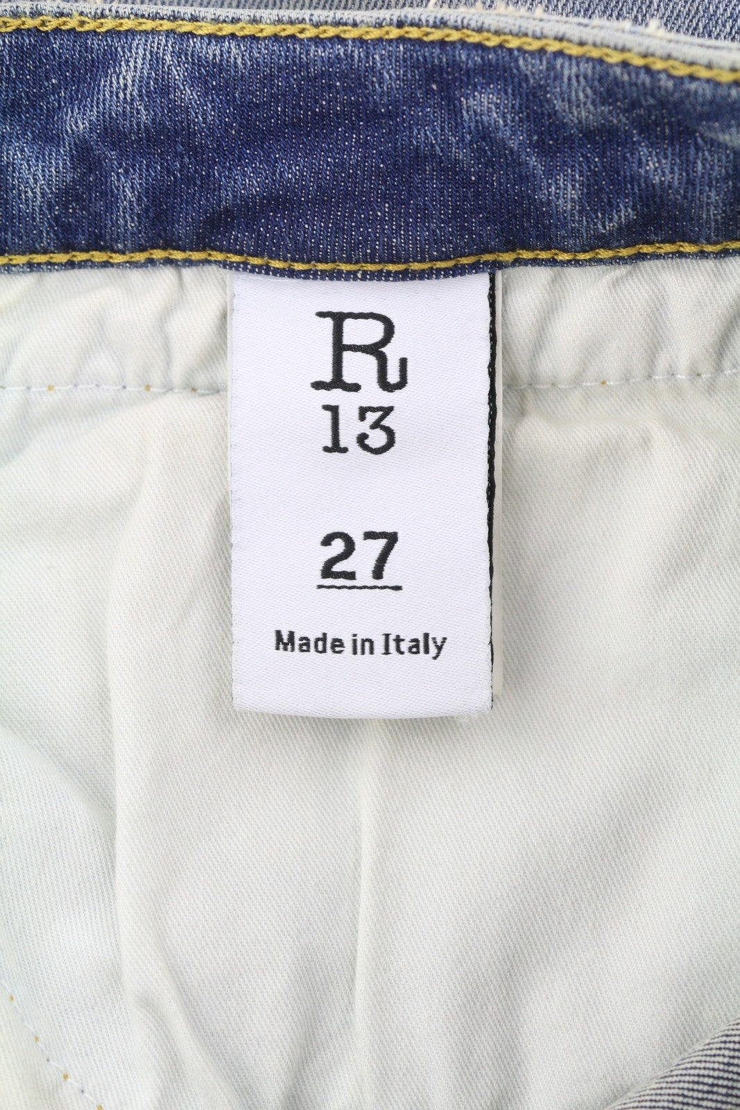 R13 Boy Straight Rips Women Jeans 27 Carlton Ripped Distress Washed Ankle Blue